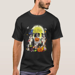 Drei Border Collie Hunde Hexe Gruselige Mumie Hall T-Shirt