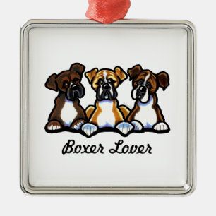 Drei Boxer Silbernes Ornament