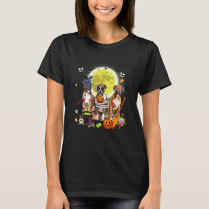 Drei Boxerhunde Hexe Gruselige Mumie Halloween T-Shirt