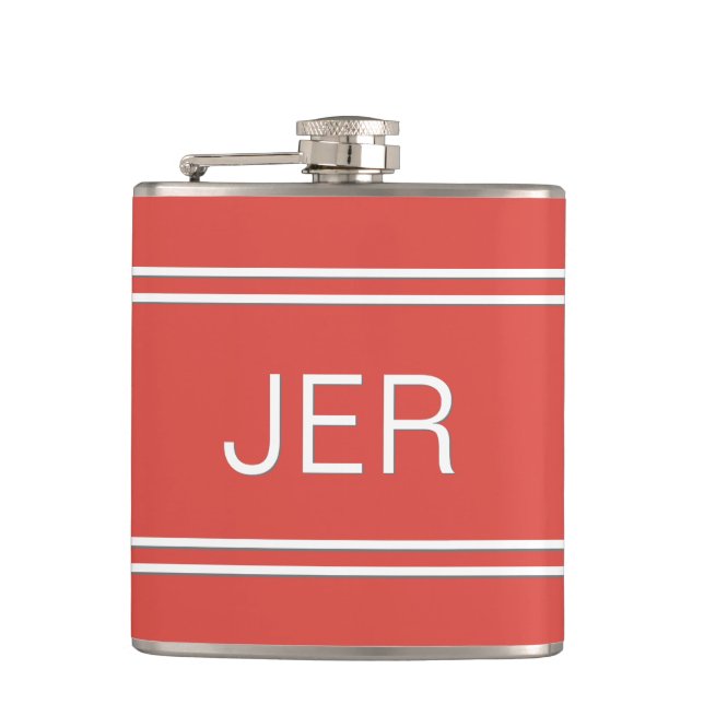 Drei Buchstaben Erste Mit Monogramm Drink Rot Flachmann (Vorderseite)