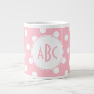 Drei Buchstaben Mit Monogramm, rosa und weiße Polk Jumbo-Tasse