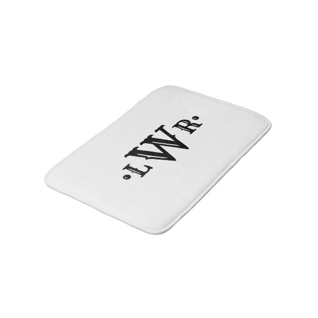 Drei Buchstaben Monogramm Custom EleganBlack & Whi Badematte (Schrägansicht)