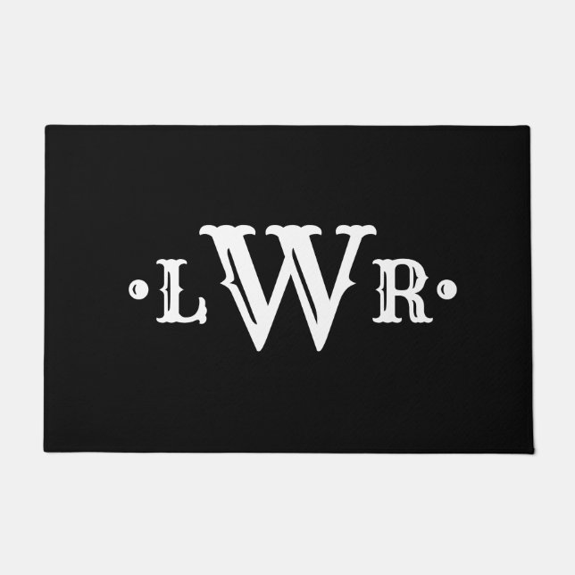 Drei Buchstaben Monogramm Custom EleganBlack & Whi Fußmatte (Vorderseite)