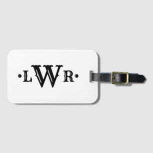 Drei Buchstaben Monogramm Custom EleganBlack & Whi Gepäckanhänger