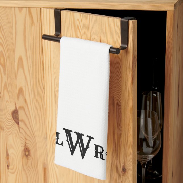 Drei Buchstaben Monogramm Custom EleganBlack & Whi Geschirrtuch (Drittel gefaltet)