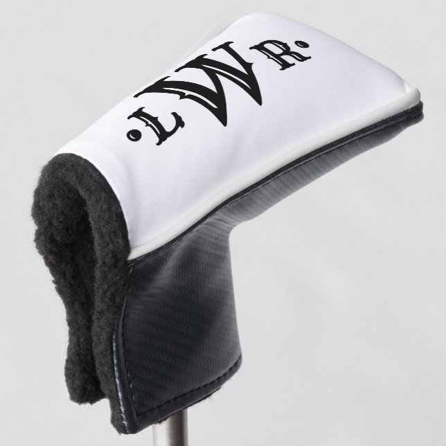 Drei Buchstaben Monogramm Custom EleganBlack & Whi Golf Headcover (3/4 Vorderseite)