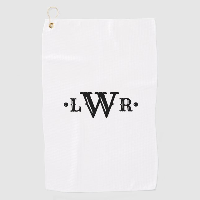 Drei Buchstaben Monogramm Custom EleganBlack & Whi Golfhandtuch (Vorderseite)