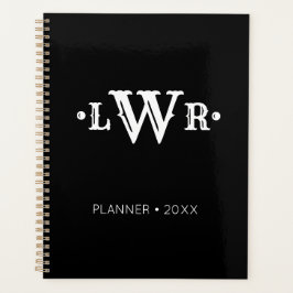 Drei Buchstaben Monogramm Custom EleganBlack & Whi Planer