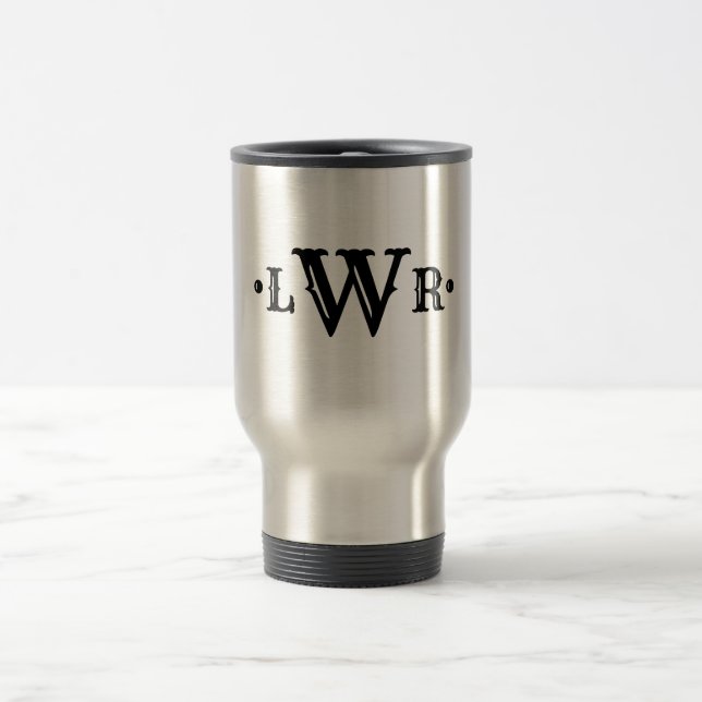 Drei Buchstaben Monogramm Custom EleganBlack & Whi Reisebecher (Mittel)