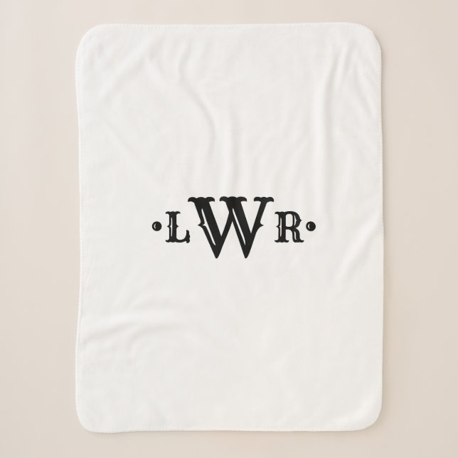 Drei Buchstaben Monogramm Custom EleganBlack & Whi Sherpadecke (Vorderseite)