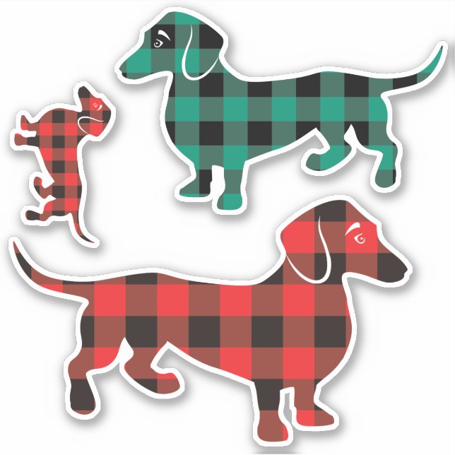 Drei Buffalo-Stickers für Karierte Dackel Aufkleber (Vorderseite)