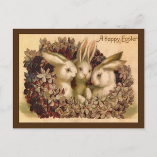 Drei Bunnies Vintag Ostern Grußkarte Postkarte