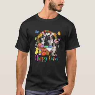 Drei Bunny Border Collie Hunde in Ostereien T-Shirt