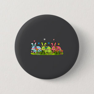 Drei bunte Bunny Ossums Ostereier Korb Fam Button