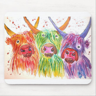 Drei bunte Kühe Mousepad