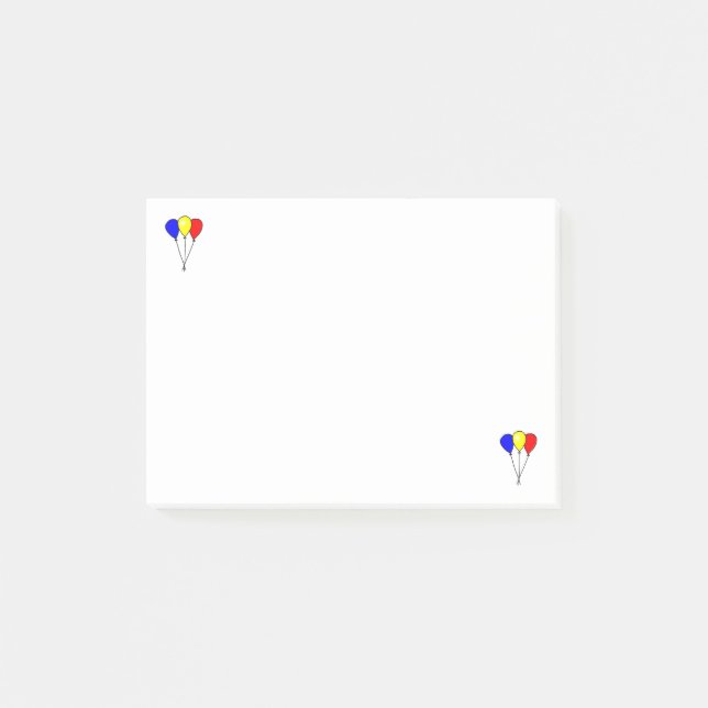 Drei bunte Party-Ballons Post it Notes Post-it Klebezettel (Vorderseite)