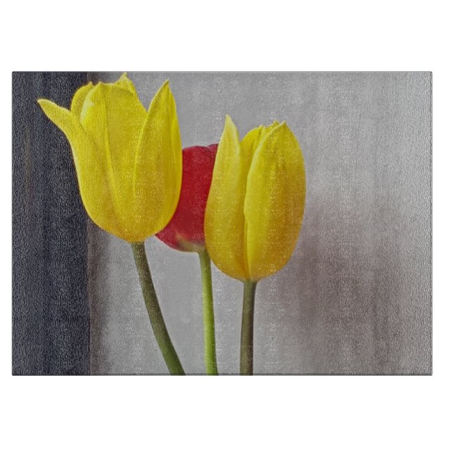 Drei bunte Tulpen Schneidebrett (Vorderseite)