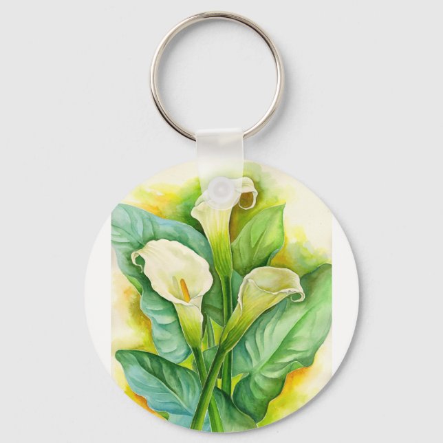 Drei Cala Lilies Gemälde - Multi Schlüsselanhänger (Vorderseite)