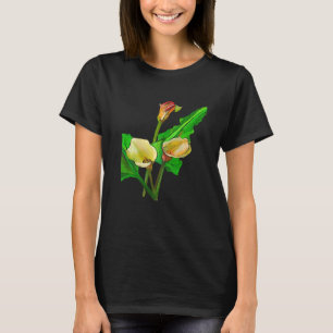 Drei Calla-Lilien schwarze Umrandung T-Shirt