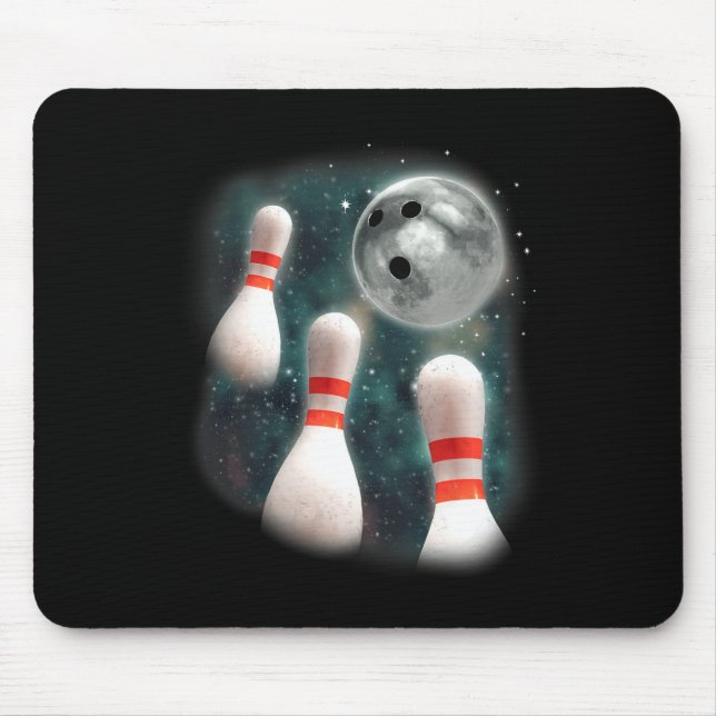 Drei Candlepin Moon 3 Bowling Button Weird Funny B Mousepad (Vorne)