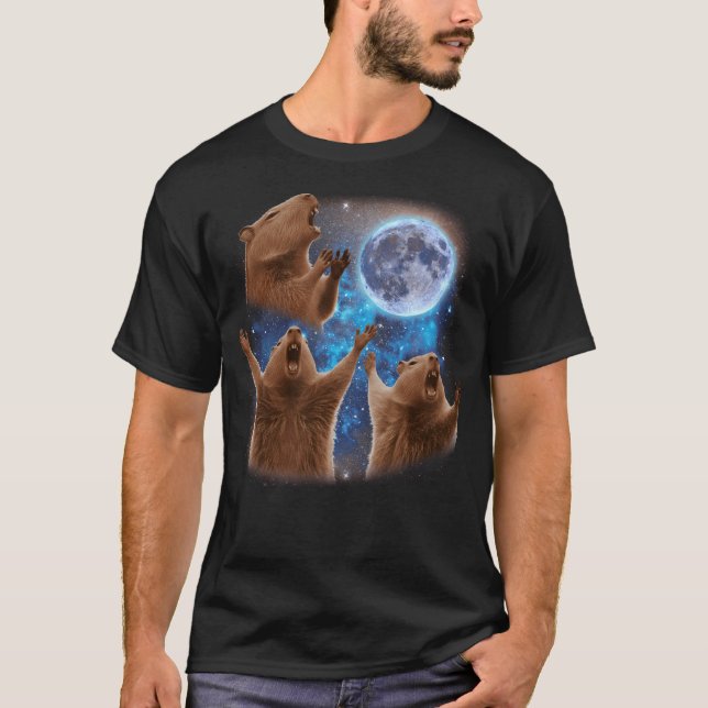 Drei Capybaras auf dem Mond T-Shirt (Vorderseite)
