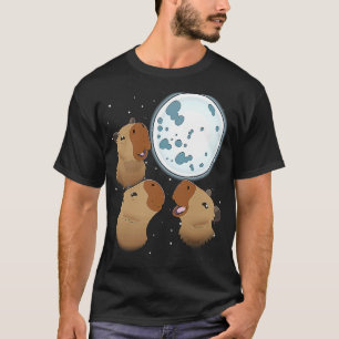Drei Capybaras Moon 3 Capybara Howling am Moo T-Shirt