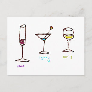 Drei Cartoon-Drinks Stooges Postkarte