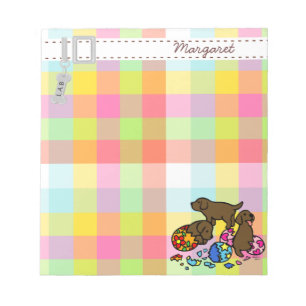 Drei Chocolate Labrador Welppies Cartoon Notizblock