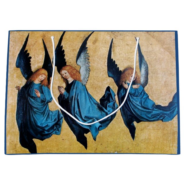 DREI CHRISTMAS ANGELN IN BLAU GROßE GESCHENKTÜTE (Vorderseite)