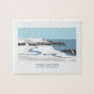 Drei Cliffs Bay Winter Scene - Jigsaw Puzzle