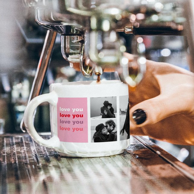 Drei Collage Foto | Farbenfrohe Liebe Ihr Valentin Espressotasse (Von Creator hochgeladen)