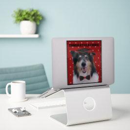 Drei Collies mit Abschlussmütze Aufkleber