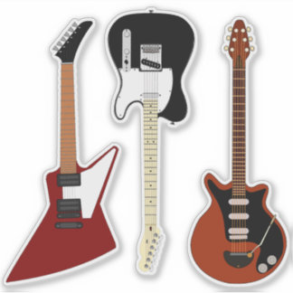 Drei coole Gitarren Aufkleber