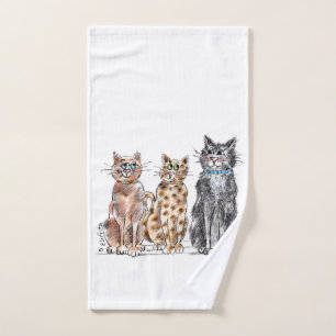 Drei coole Katzen Skizze  Handtuch