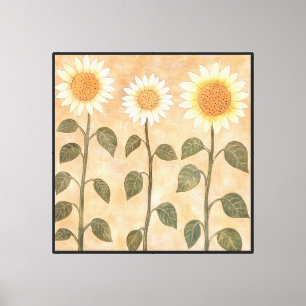Drei Cottagecore-Terrakotta-Sonnenblumen Leinwanddruck
