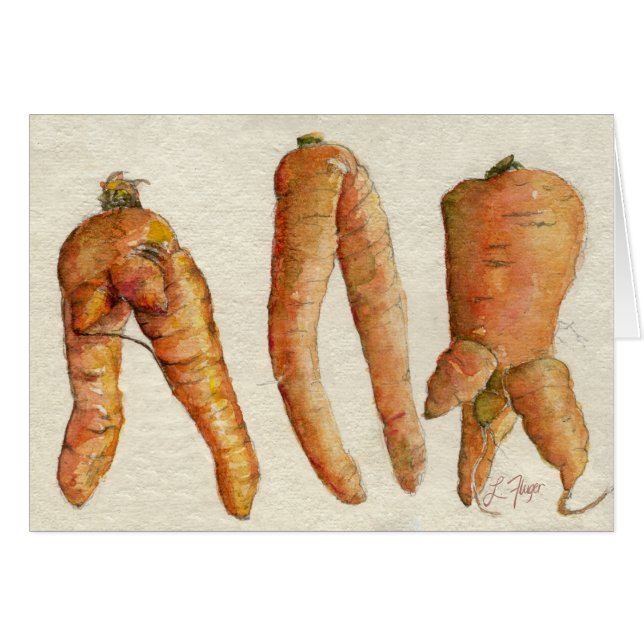 Drei Crazy Carrots Wasserfarbenkarte (Vorderseite (Horizontal))