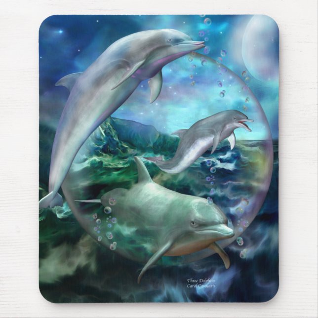 Drei Delphin-Kunst Mousepad (Vorne)