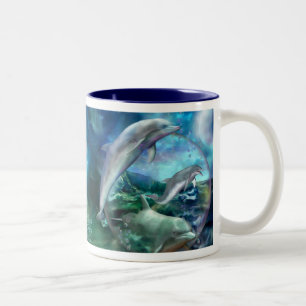 Drei Delphin-Kunst-Tasse Zweifarbige Tasse