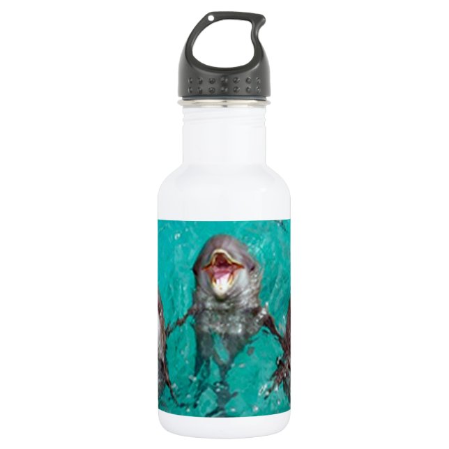 Drei Delphine im Ozean Edelstahlflasche (Vorderseite)