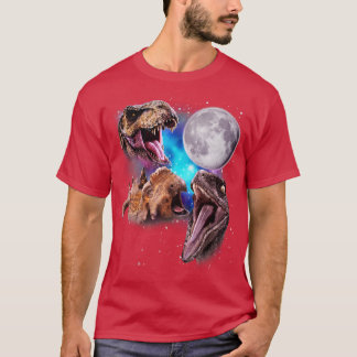 Drei Dinosaurier heulen am Mond T-Shirt