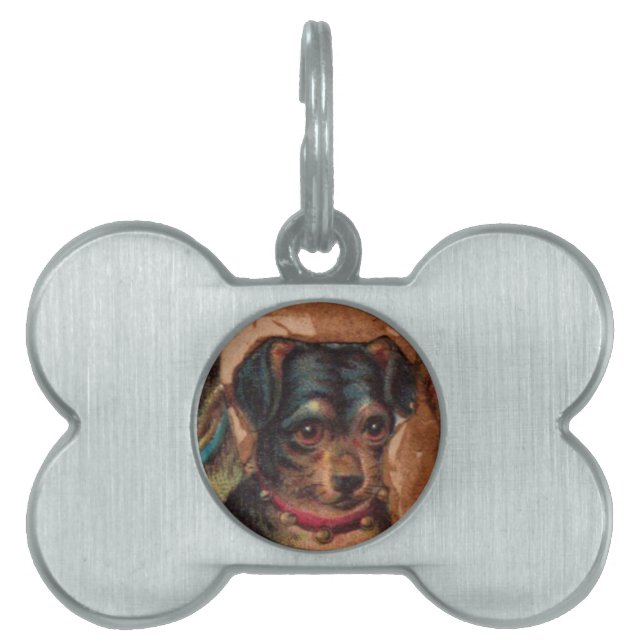 DREI DOGGIES MIT ROSE im Detail Tiermarke (Vorderseite)