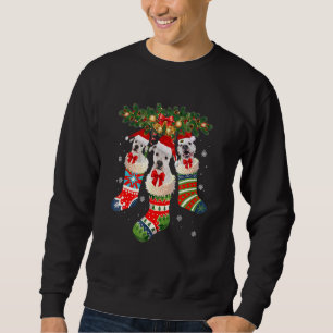 Drei Dogo Argentino Sock Christmas Santa X Mas Sweatshirt