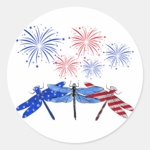 Drei Drachenfahnen, amerikanisches Shirt, 4. Juli Runder Aufkleber