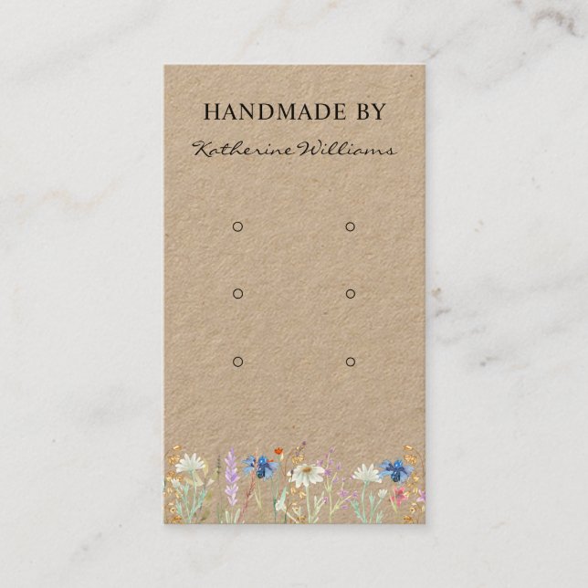Drei Earring-Display-Karten | Wildblume Floral Visitenkarte (Vorderseite)