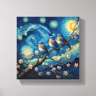 Drei Eastern Bluebirds Van Gogh Art Leinwanddruck