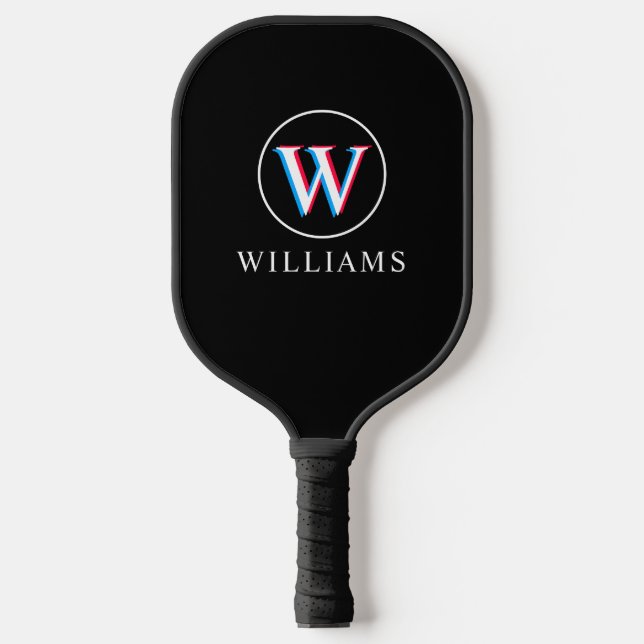 Drei Ebenen Logo Monogram Black Pickleball Paddel Schläger (Vorderseite)