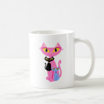 Drei einfache Retro-Katzen Niedliche Illustration