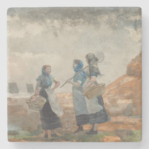 Drei englische Fisher Girls (bei Tynemouth) Steinuntersetzer