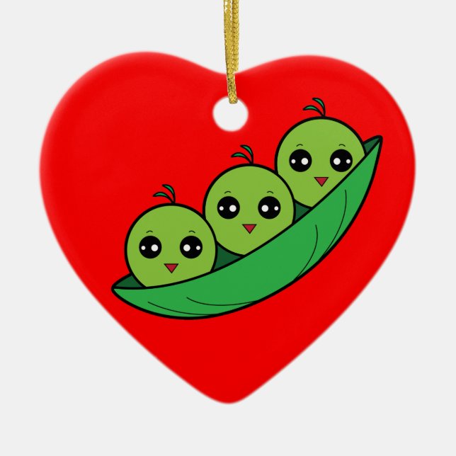 Drei Erbsen in einer Hülse Keramik Ornament (Vorne)
