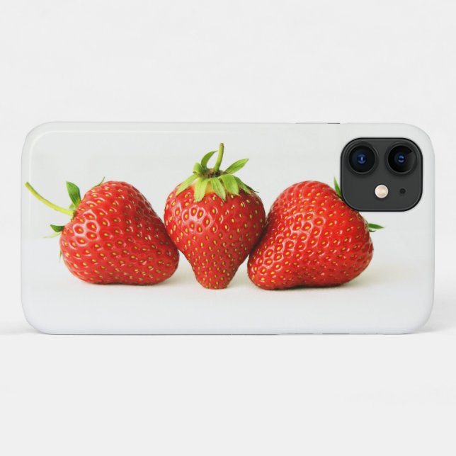 Drei Erdbeeren auf weißer iphcnm Case-Mate iPhone Hülle (Rückseite (Horizontal))